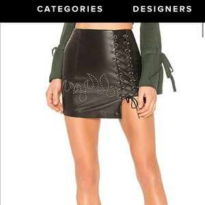 Real leather mini skirt with silver detail size S